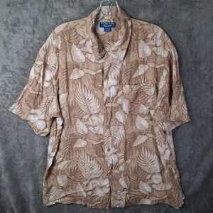 Puritan Hawaiian Shirt Men Size XL Brown Floral Rayon Short Sleeve  Tropical